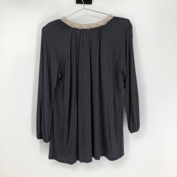 Anthropologie One  September Nightingale Tassel Blouse in grey "Carbon" XS - Picture 4 of 15